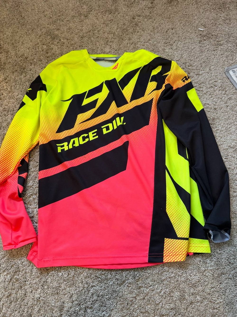 Fox Race Division Long Sleeve Jersey - Neon Yellow & Neon Pink